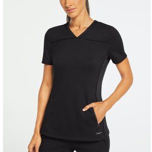 Jaanuu 2 Pocket Side Rib Scrub Top - Black XS